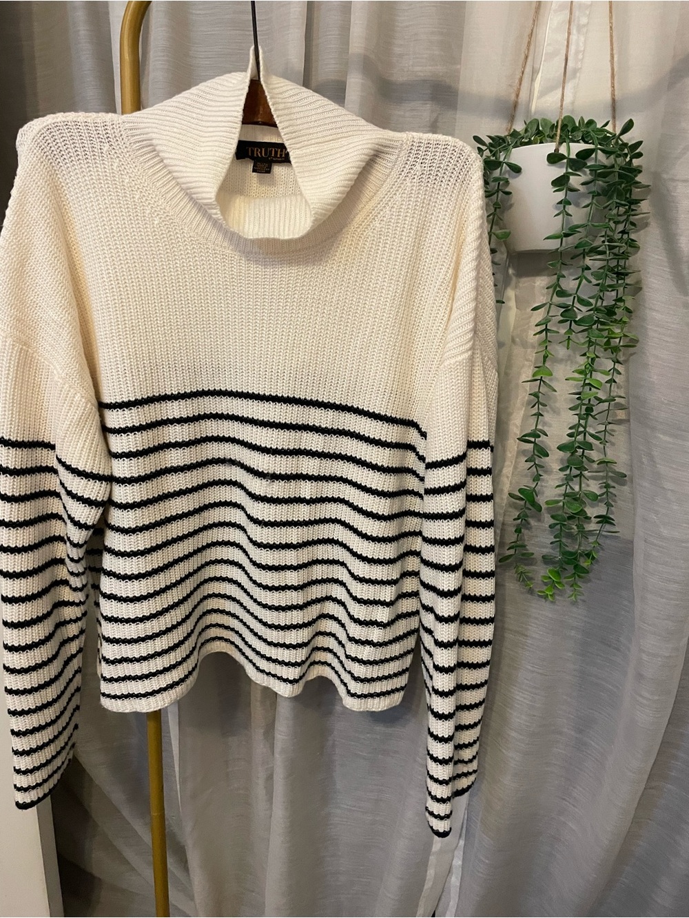 Truth off white & Black Striped Sweater